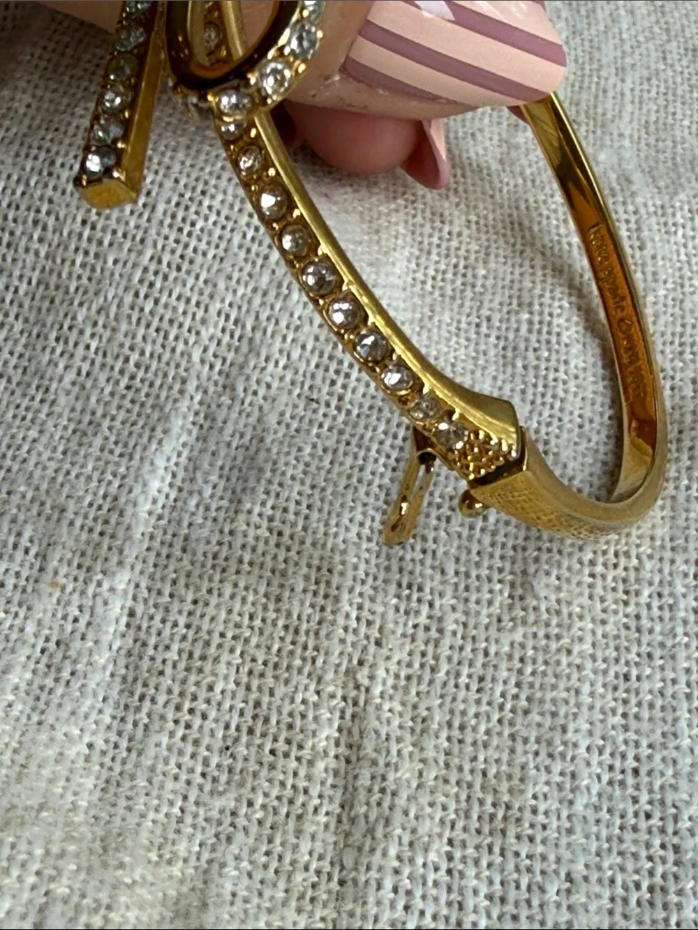 Kate Spade Gold Bow Crystal Hinged Bangle Bracelet